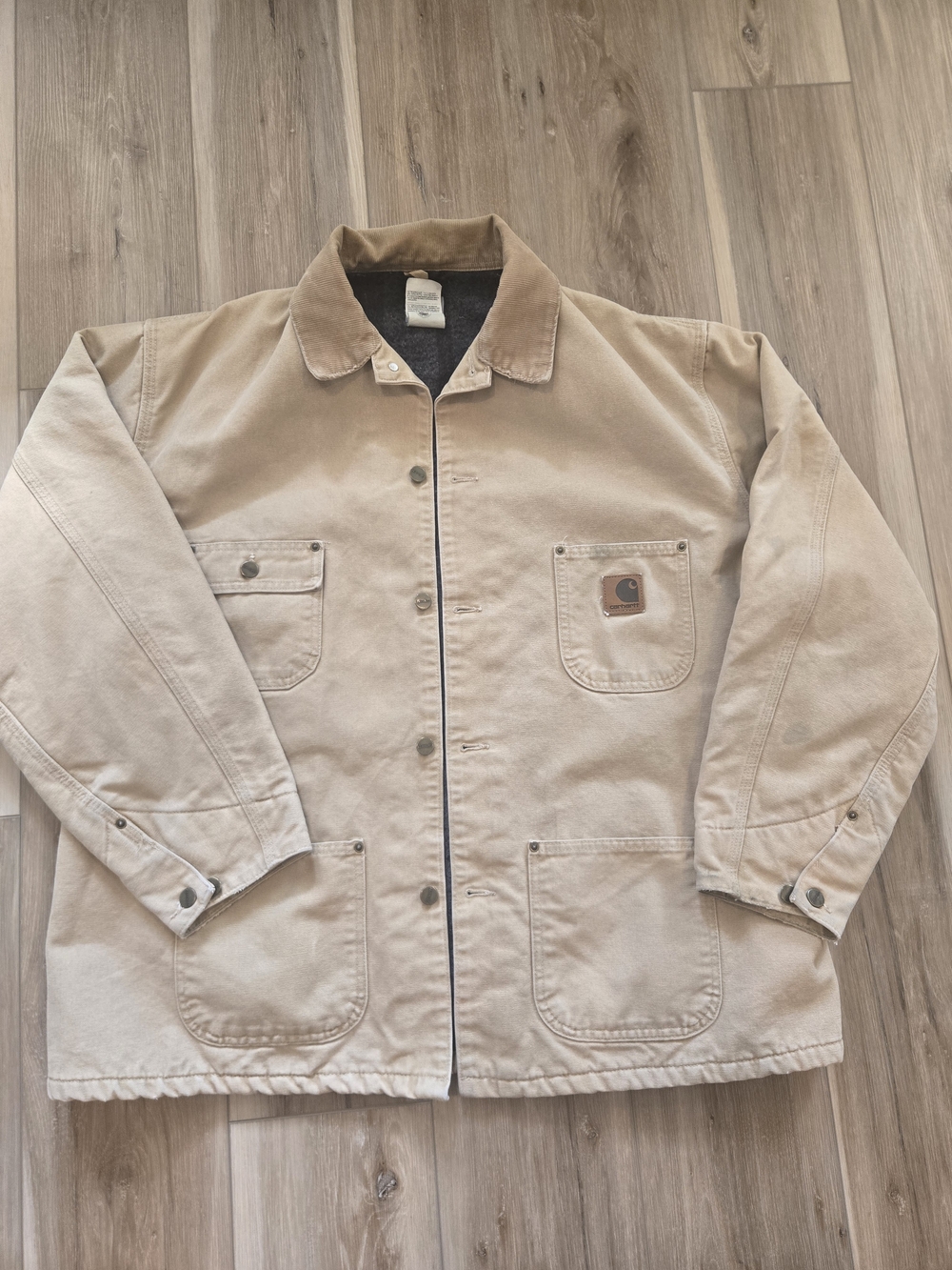 Vintage Carhartt C02 WET Chore Coat Jacket Blanket Lined Made USA Brown XL